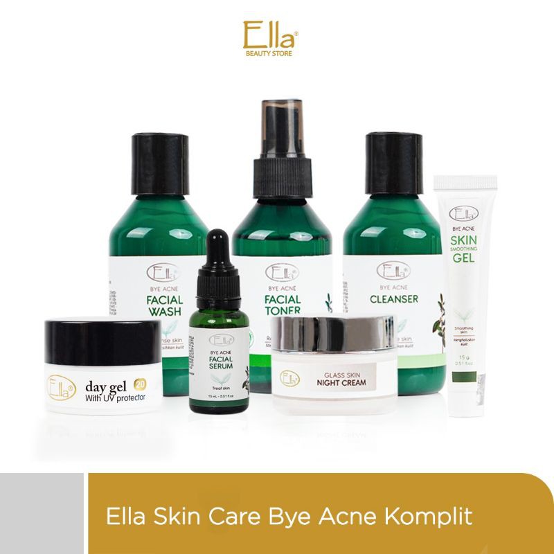Paket komplit bye acne kulit berjerawat, bruntus,berminyak ella skincare (kmsan baru)