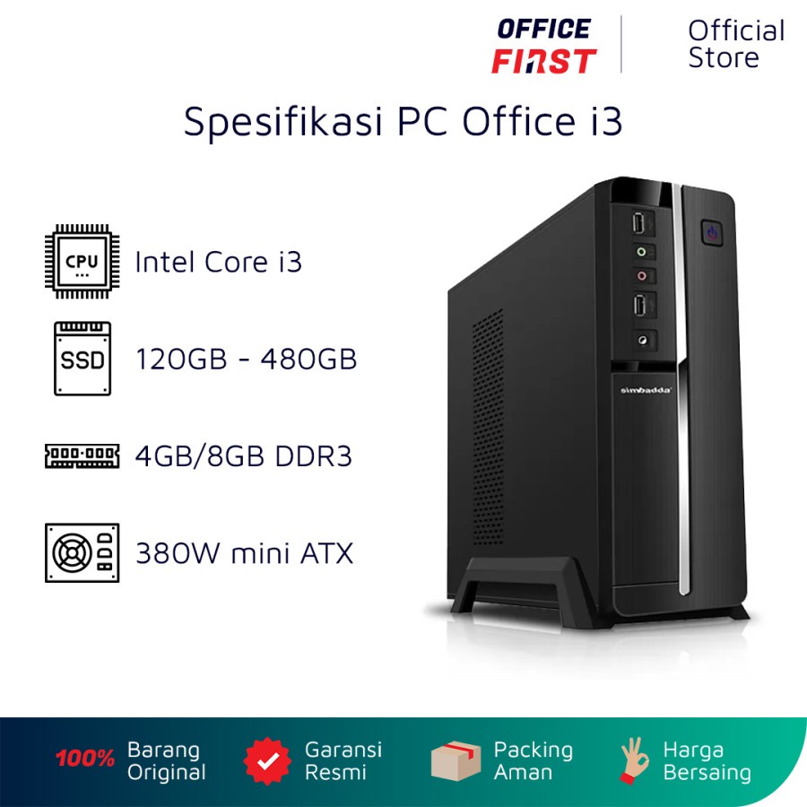 Rakitan PC Office Core i3 Komputer Kantor Admin Siap Pakai (PC Only)