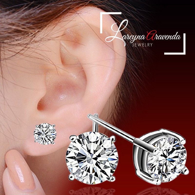 Anting Wanita Silver S925 Model Classic Diamond Crystal AT021