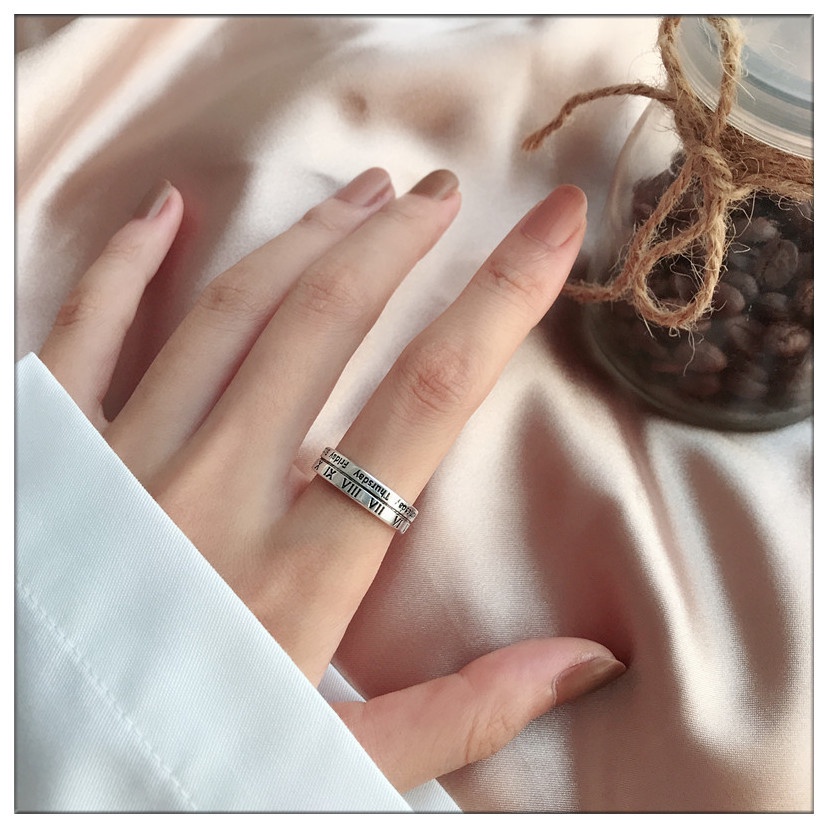 Simple Retro Roman Numeral Ring INS Wind Week Open Rings For Student