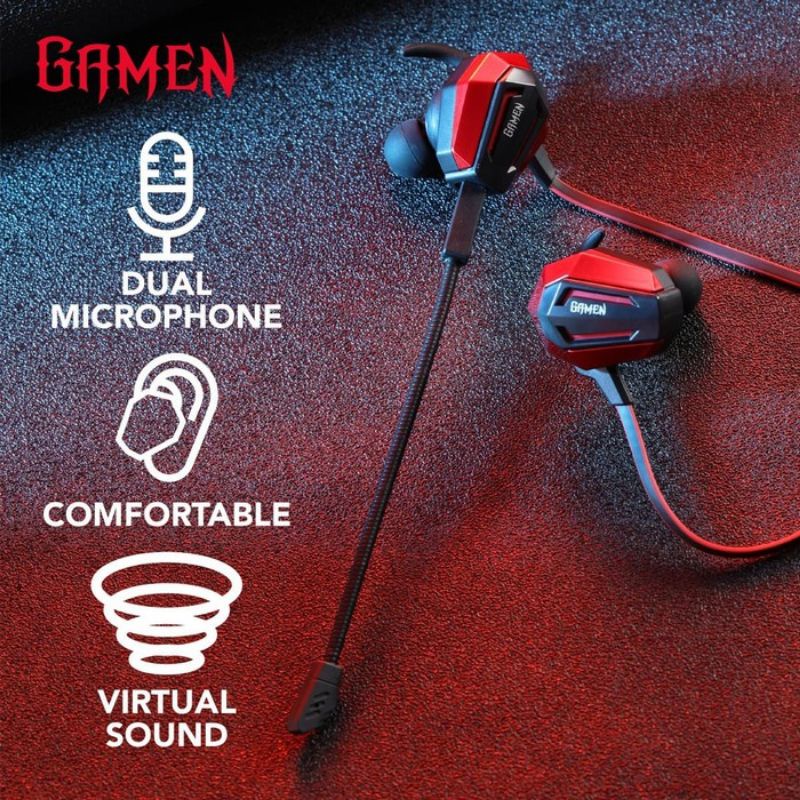HEADSET GAMING Earphone GAMEN GE100 Virtual Streo Surround sound In-ea