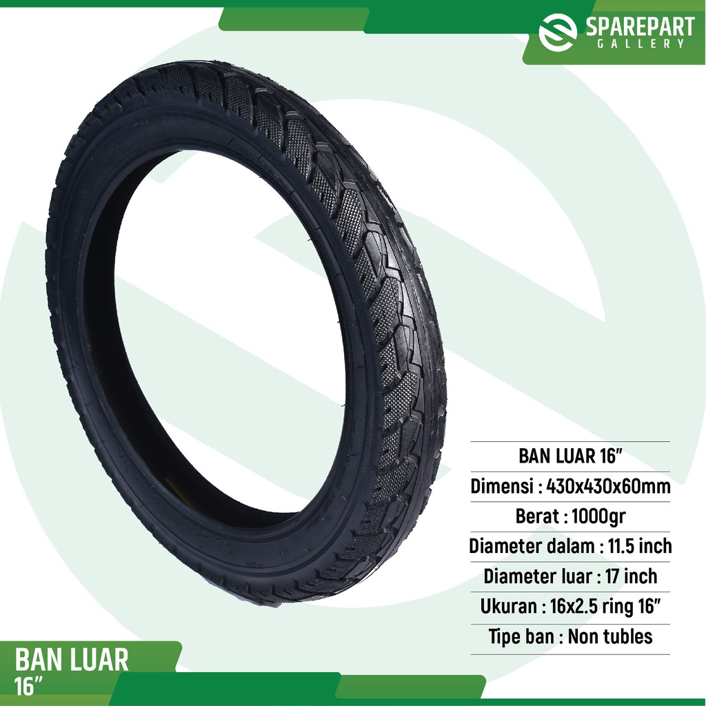 Ban luar 16 inch (16x2.50) motor dan sepeda listrik