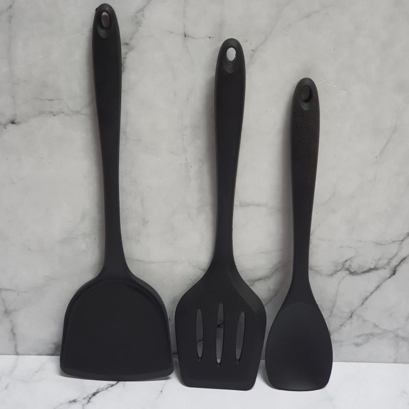 Silicone cooking utensil spatula set BLACK SERIES