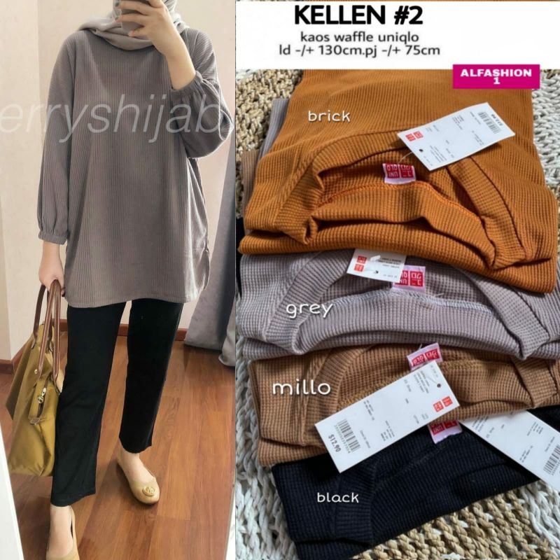 Kellen Tunic Alfashion /bahan kaos waffle uniqlo