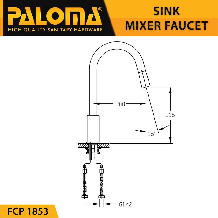 Faucet PALOMA FCP 1853 Keran Kran Air Panas Dingin Sink Dapur WITH PULL-DOWN SPRAY HEAD