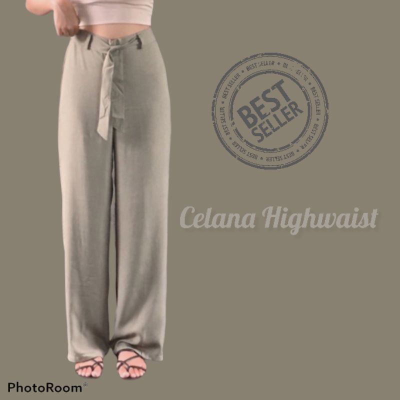 Celana Kulot rayon tali highwaist / Ribbon pants