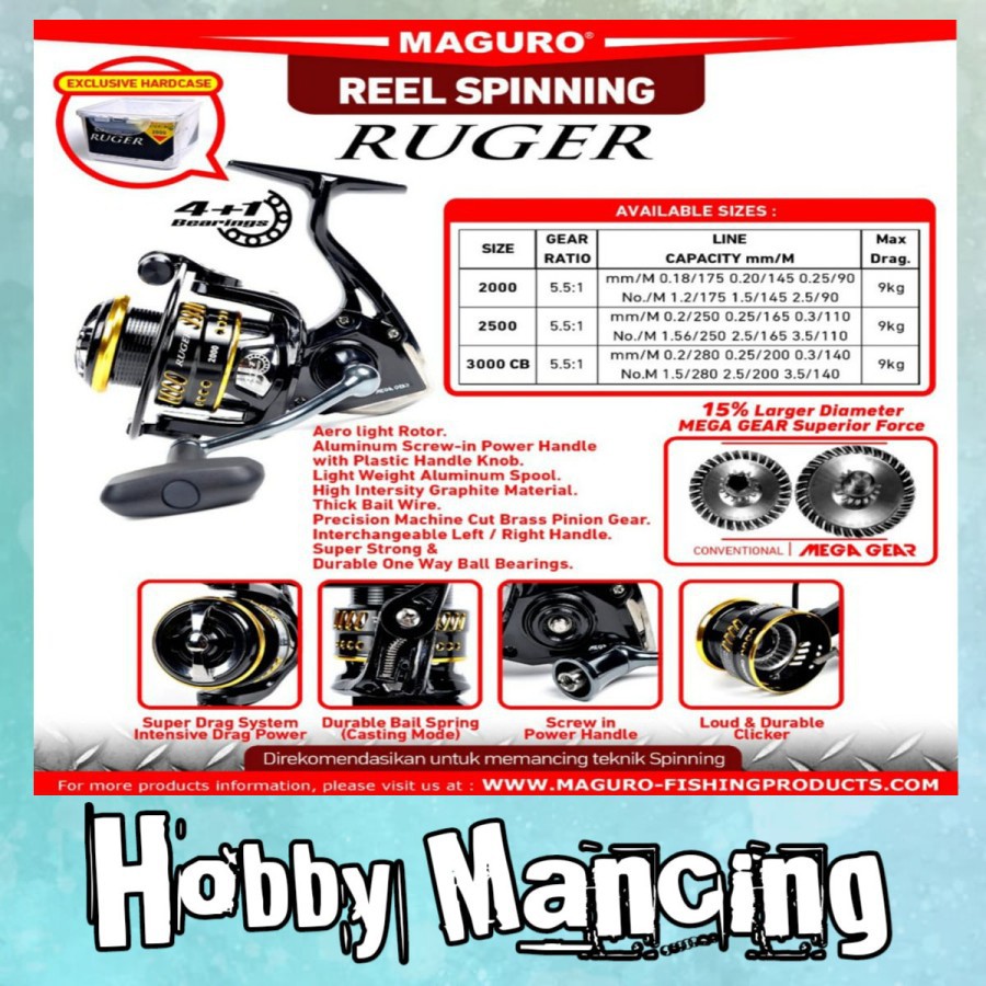Reel Maguro Ruger | Reel Spinning | 4+1 Bearing |