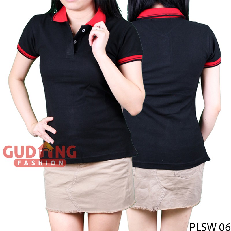 Kaos Kerah Polo Shirt Wanita, Lengan Pendek Kombinasi, 100% Cotton Pique / Premium Quality (COMB)