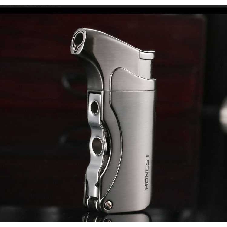 Honest Cohiba Korak Api Torch Lighter dengan Double Cigar Punch Korek Api Gas Mancis - Silver