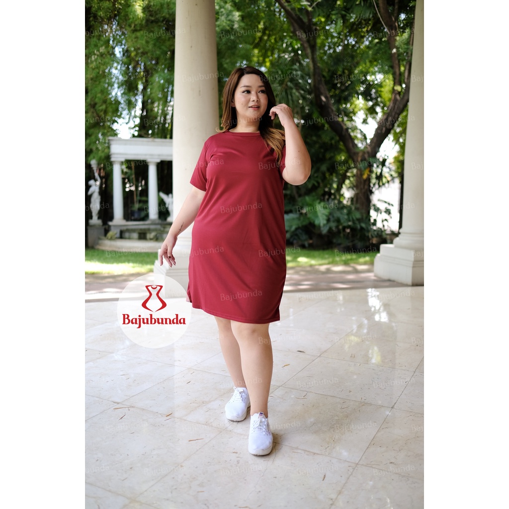 BAJUBUNDA Dress Jumbo / Big Size Dress Lengan Pendek / Baju Wanita Jumbo / REZA