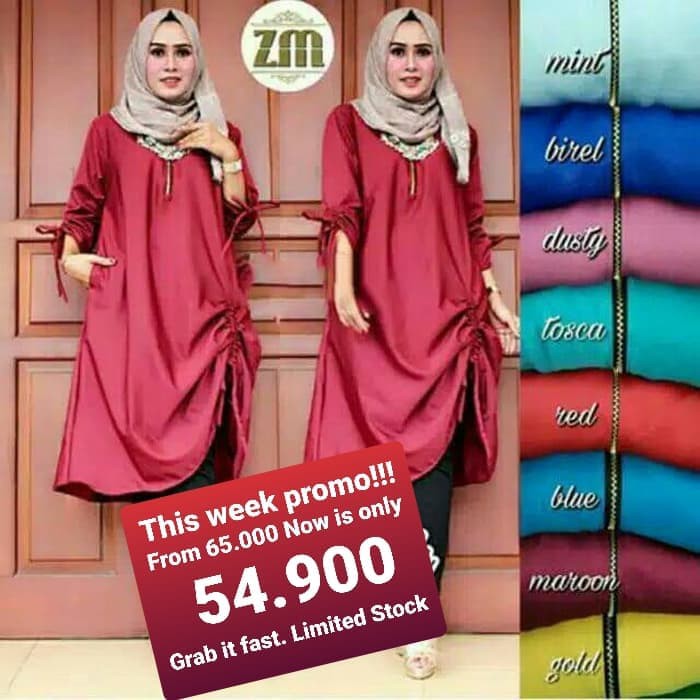 Blus Korea Off Shoulder Sabrina Lengan Panjang Motif Garis-Garis XR851 Baju TunikDiana Baju Muslim T