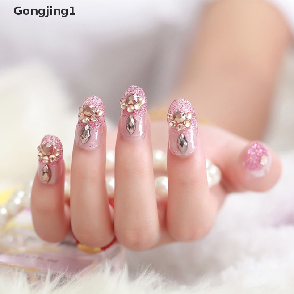 Gongjing1 24Pcs / Set Kuku Palsu Akrilik UV gel Untuk Nail art