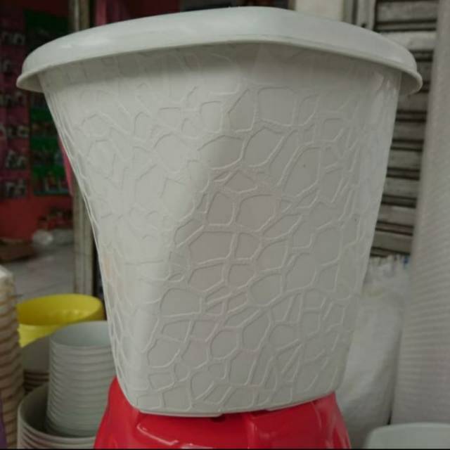 (Hot Sale) Ori Bjp Pot Twister 20 Cm Putih Kotak Pot Persegi 20Cm Pot Bunga <