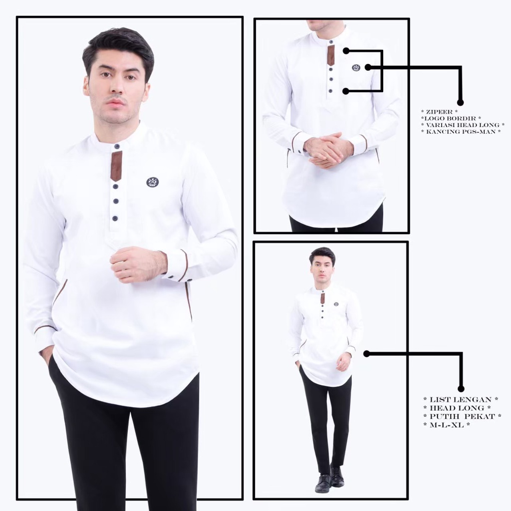 PROGRESS MAN baju koko pria lengan panjang koko kurta pangsi kemeja koko pria lengan panjang koko kurta pangsi baju kurta pangsi dewasa logo bordir Nefi Dongker P4N9S103