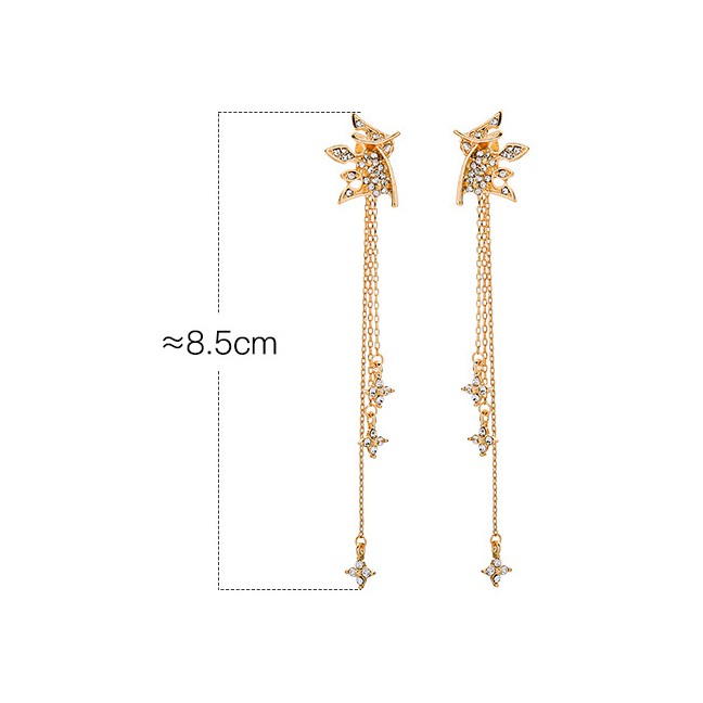 LRC Anting Tusuk Fashion Crown S925 Sterling Silver Crown Tassel Earrings F89156