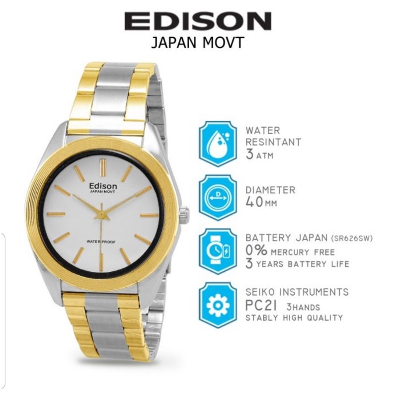 Jam Tangan Edison AR EG 252.1 R Waterproof Japan Movement