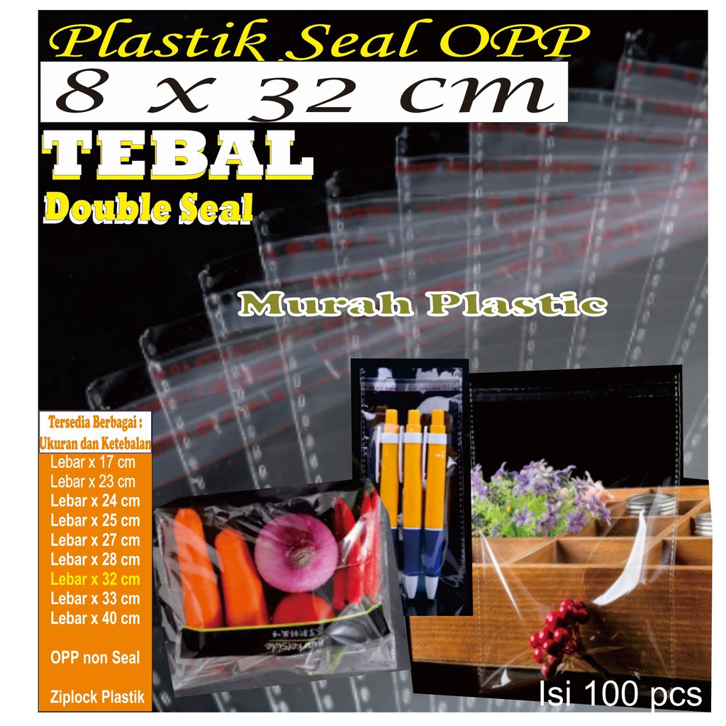 Plastik OPP 8 x 28 TEBAL isi 100 pcs + lem/undangan/sendok/roti/souvenir/dll