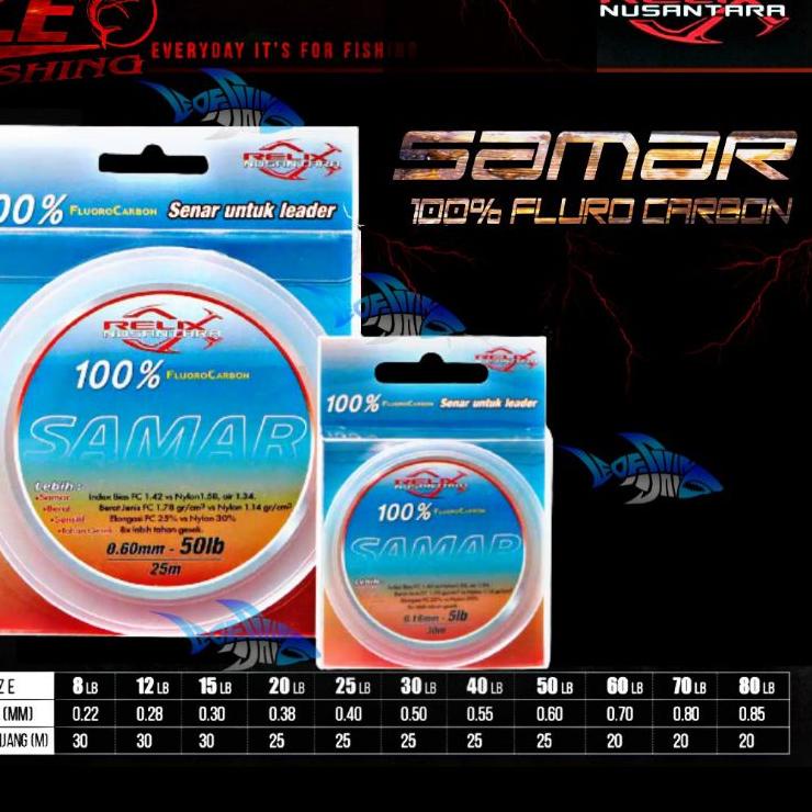 GDI.25Au22g ▪ LEADER SAMAR 100%FLURO CARBON 3LB 4LB 5LB 8LB 10LB 12LB 15LB 18LB 20LB 25LB 30LB 40LB 