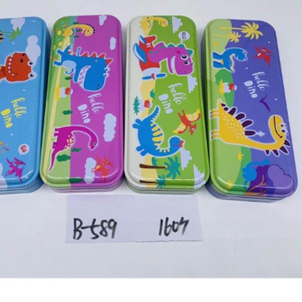 

~ BIG.SALE Tempat pensil kaleng 2 tingkat dinosaurus kotak pensil kaleng 2 tingka ♃