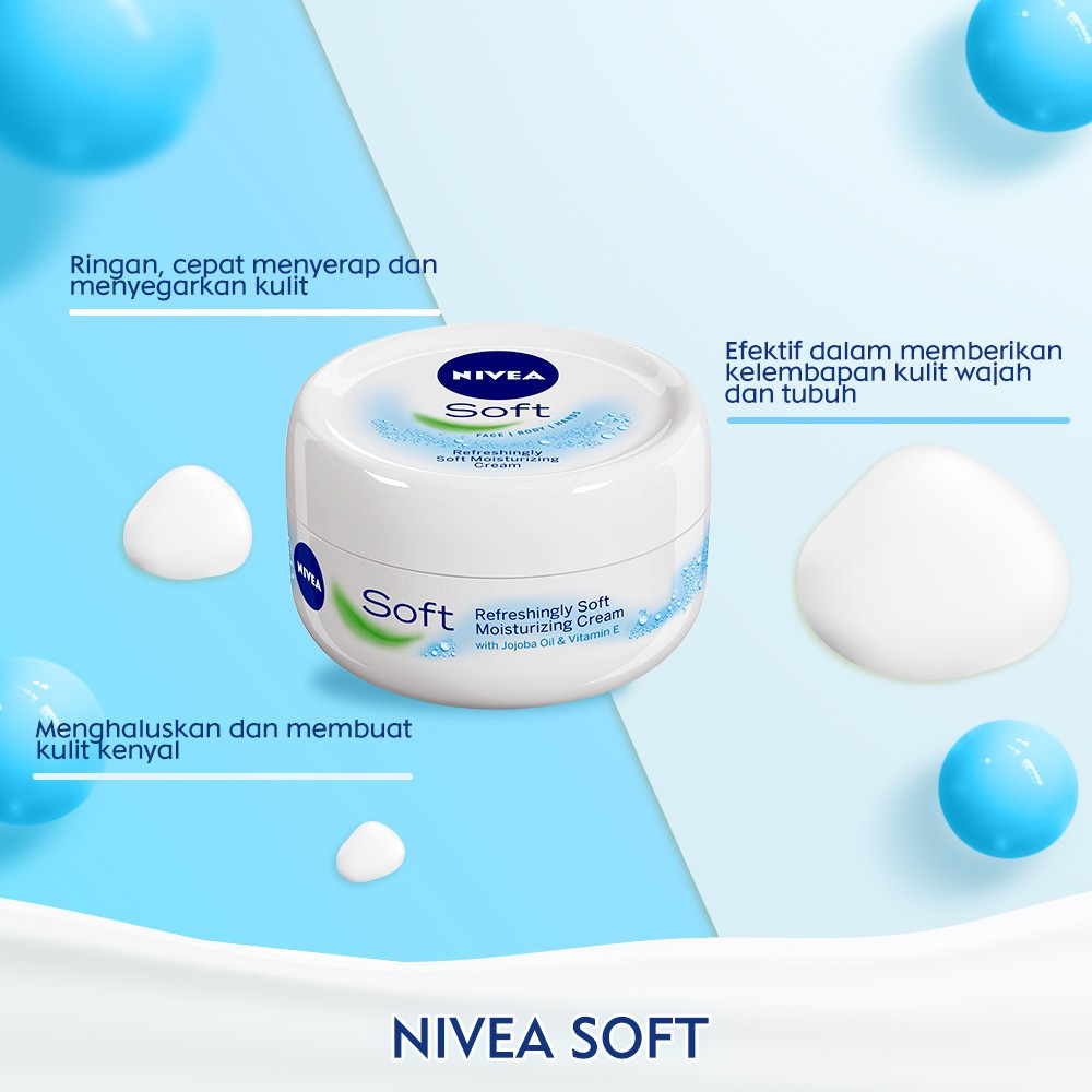 ❤ BELIA ❤ NIVEA Soft Cream &amp; Moisturizer 25 | 50 | 100 | Extra White (✔️BPOM) Nivea Men Creme 30 75 SOFT JAR