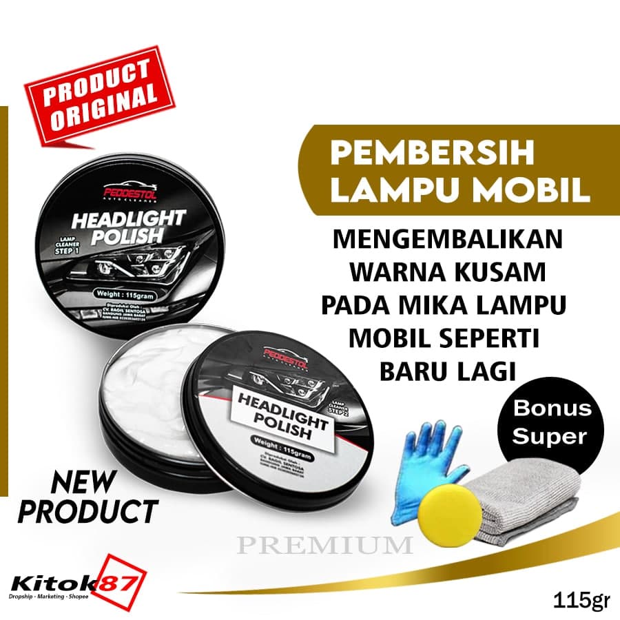 Headlight Polish Pembersih Lampu Mobil Kuning Poles Kaca Mika Kusam Buram