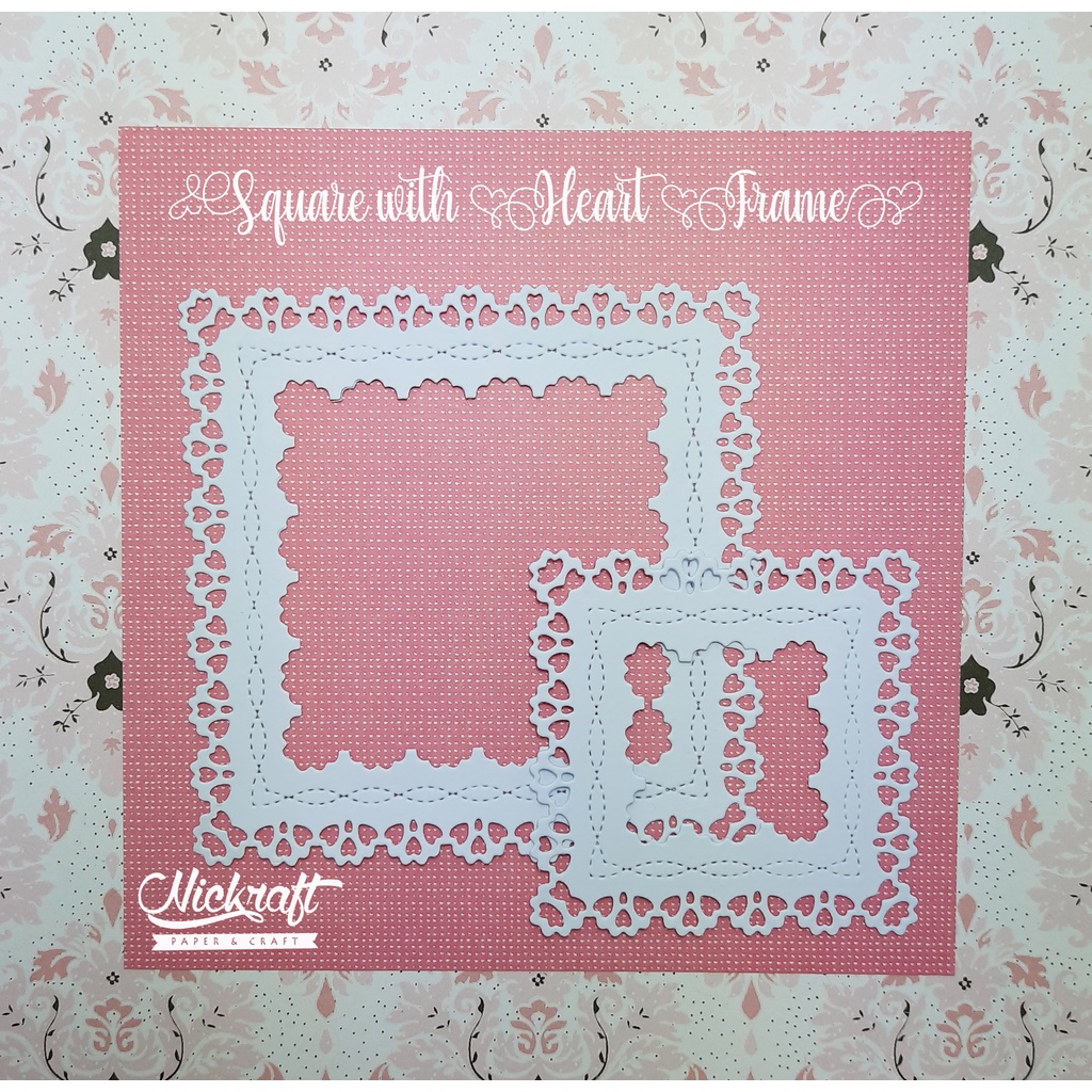 

SQUARE WITH HEART FRAME - Bahan Scrapbook Label Kotak Fancy