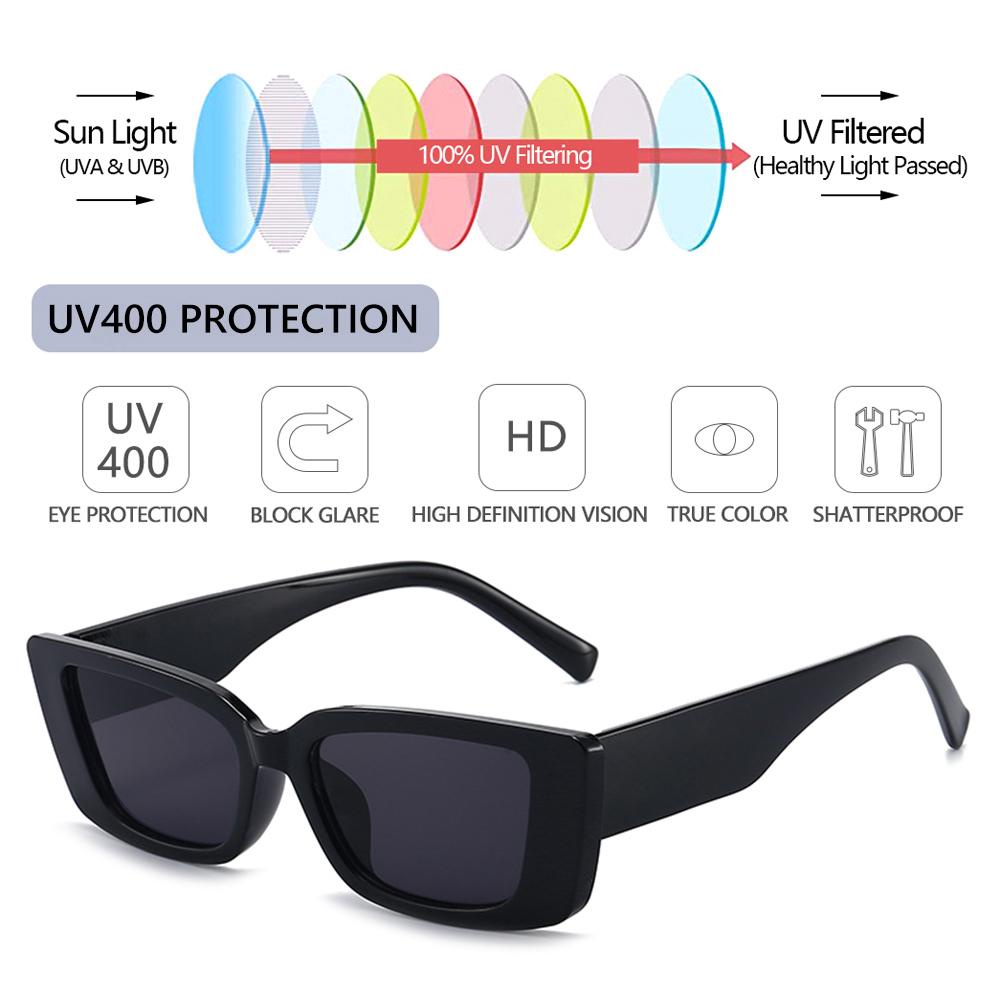 Lily Rectangle Sunglasses Retro Uv400Warna Perlindungan Perlindungan Perlindungan Mengemudi Kacamata