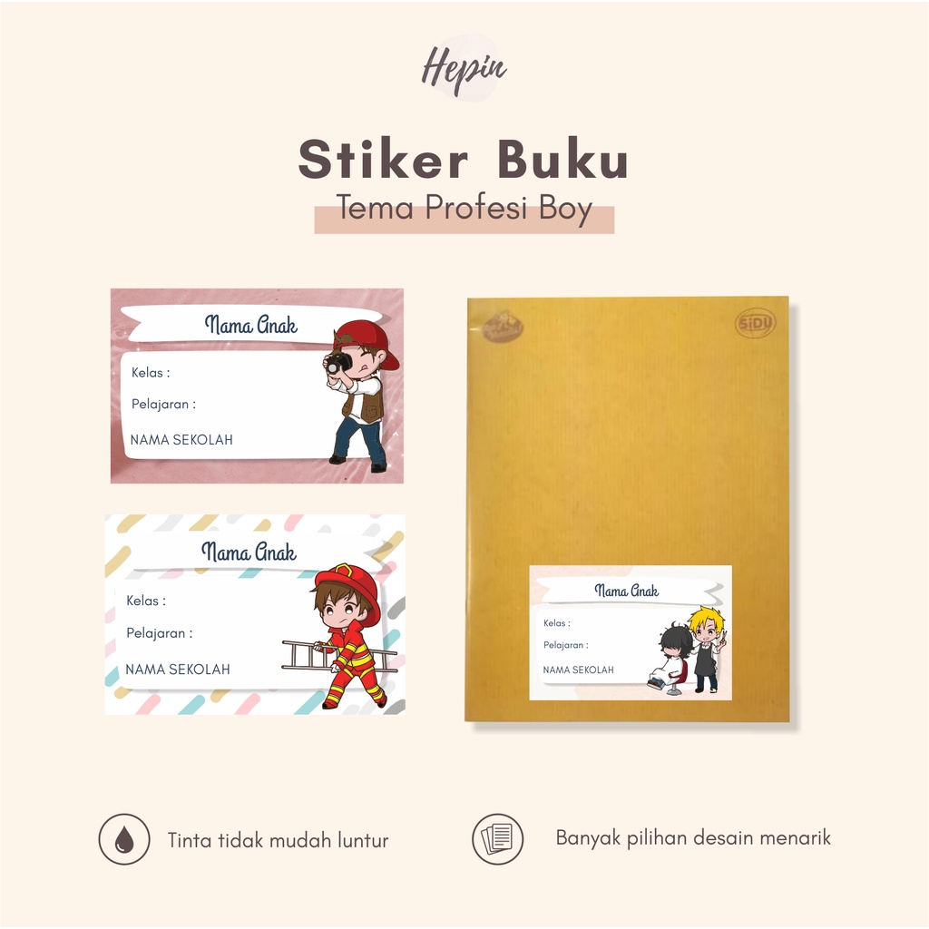 

(30pcs)Set murah Stiker dan label buku pelajaran edisi PROFESI BOY