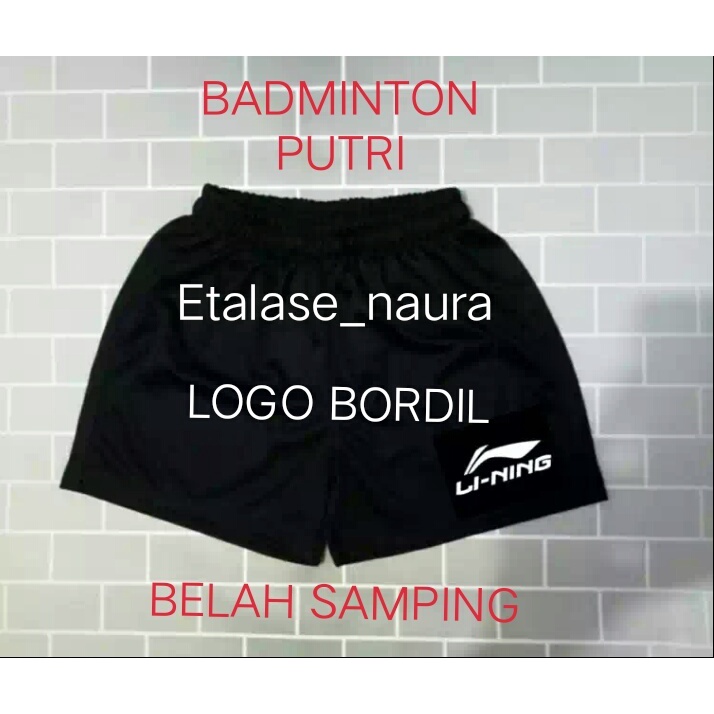 Celana Volly Badminton Cewek Asics,Li-Ning Polos Belah Pinggir Press Body Lotto Import