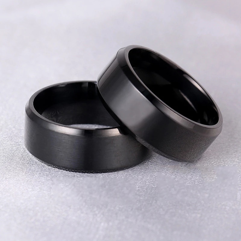 Stainless Steel Double Beveled Frosted Finger Ring / Brushed Polishing Ring / Anti-scratch Surface Jewelry Accessories