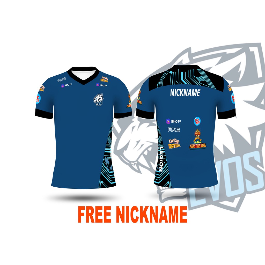 Kaos Jersey Esport Gaming EVOS V-Neck Dewasa Custom Evos ML-Dota-AOV-PUBG-FF Free Nickname