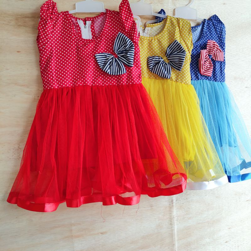 Dress Anak 1 2 tahun Gaun anak cewek tutu polka baju anak perempuan ( Dress AYUMITA  )