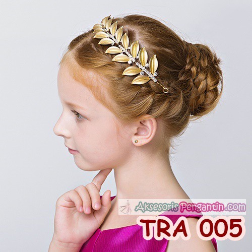 Tiara Rambut Pesta Emas Anak l Aksesoris Tiara Wedding Modern -TRA005