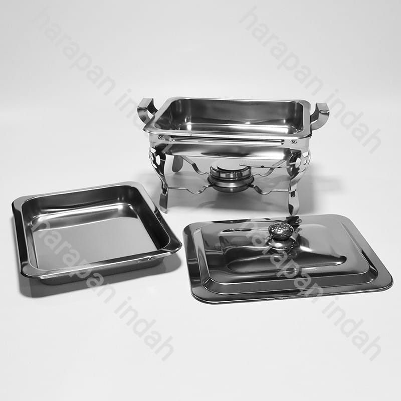 Prasmanan Warmer 2 Square Pan / Tempat Makan Prasmanan 1 Tutup Stainless