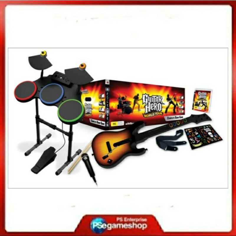 Wii Guitar Hero: World Tour Complete Band bundle (Guitar, Drums &amp; Microphone)