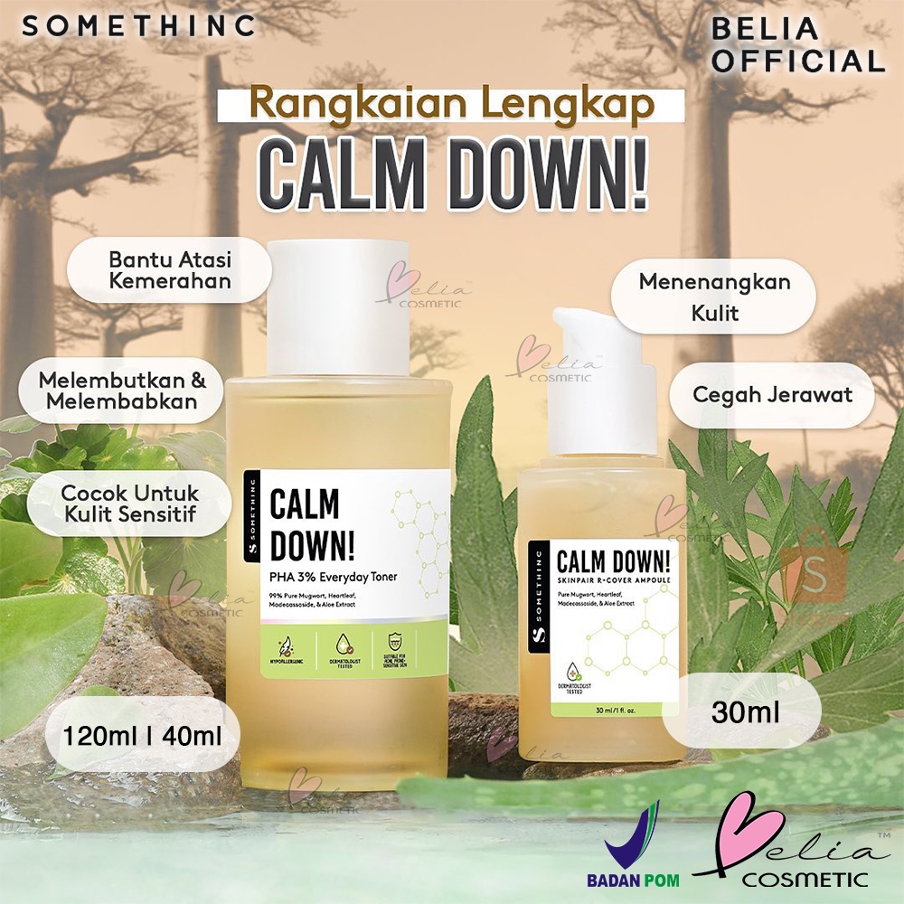 ❤ BELIA ❤ SOMETHINC Calm Down! PHA 3% Everyday Toner 120ml &amp; 40ml | Skinpair R-Cover Ampoule 30ml | BPOM