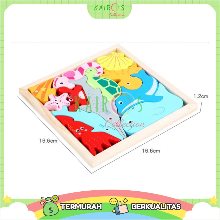 Puzzle Kayu 3D Balancing Mainan Edukasi Anak Aneka Motif Animal Buah Angka Transportasi Cocok Bentuk