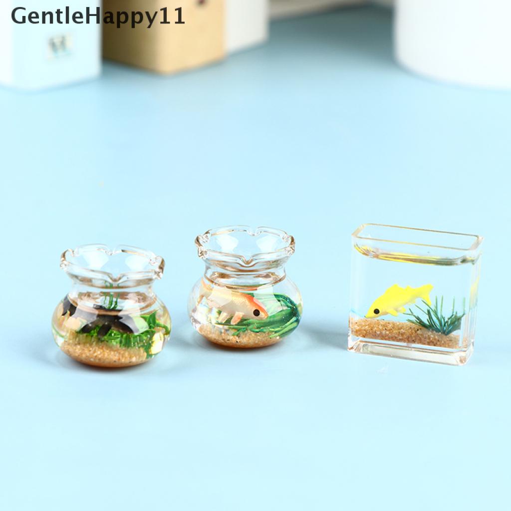 Gentlehappy Rumah Boneka Miniatur Kaca Fish Tank Bowl Aquarium Rumah Boneka Mainan Ornamen Rumah