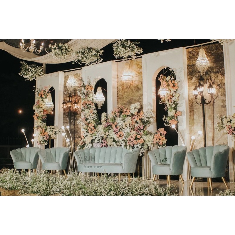 Kursi pelaminan, set pelaminan sofa kerang, kursi kerang, set kursi kerang, dekorasi pengantin, kurs