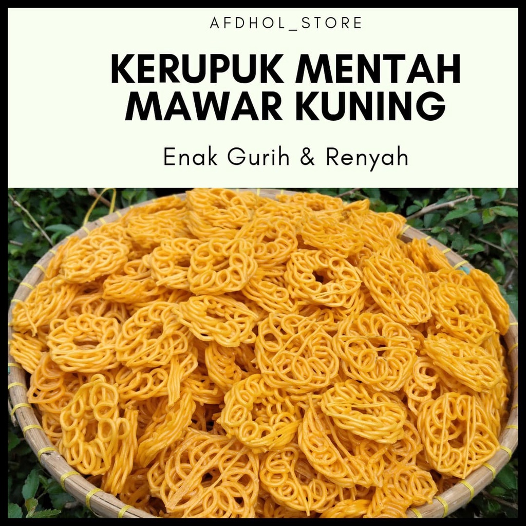 

Kerupuk Mentah, Kerupuk Mawar Kuning, Kerupuk Ikan Bawang 500 g.