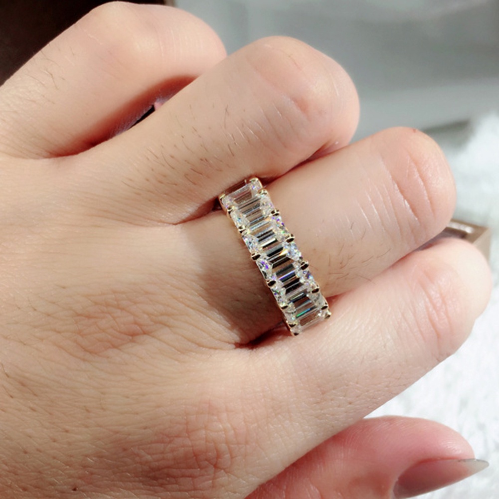 Hu Hu Hu Hu Hu Alat Bantu Pasang Kacamata♡ Cincin Pernikahanpertunangan Hias Cubic Zirconia Bentuk Persegi Panjang Gaya Mewah Untuk Wanita