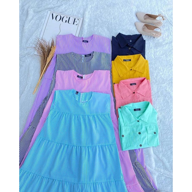 PAMELA DRESS ONESET - DRESS WANITA - ONESET - INCLUDE OUTER KEMEJA