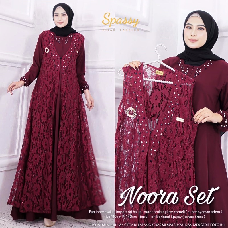 [[ COD ]] TIDAK ORI UANG KEMBALI - ORI BERLABEL SPASSY - NOORA SET | GAMIS SPASSY ORI