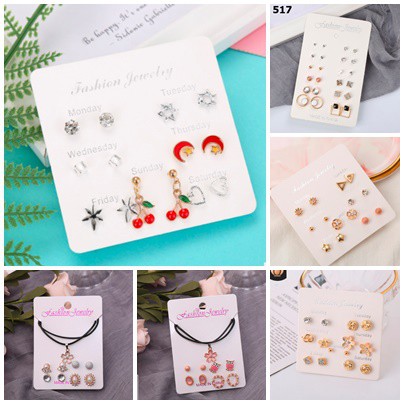 [ORGM] Anting Korea Set Stud dan Kalung