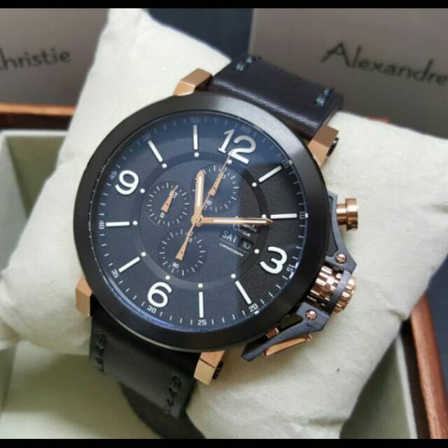 Jam tangan Alexandre Christie AC 6281 black rose gold