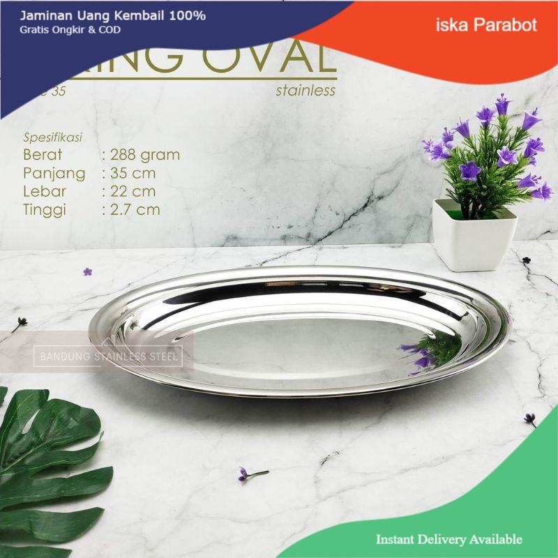 LODOR STAINLESS OVAL / TEMPAT SAJI MAKANAN _ISKA