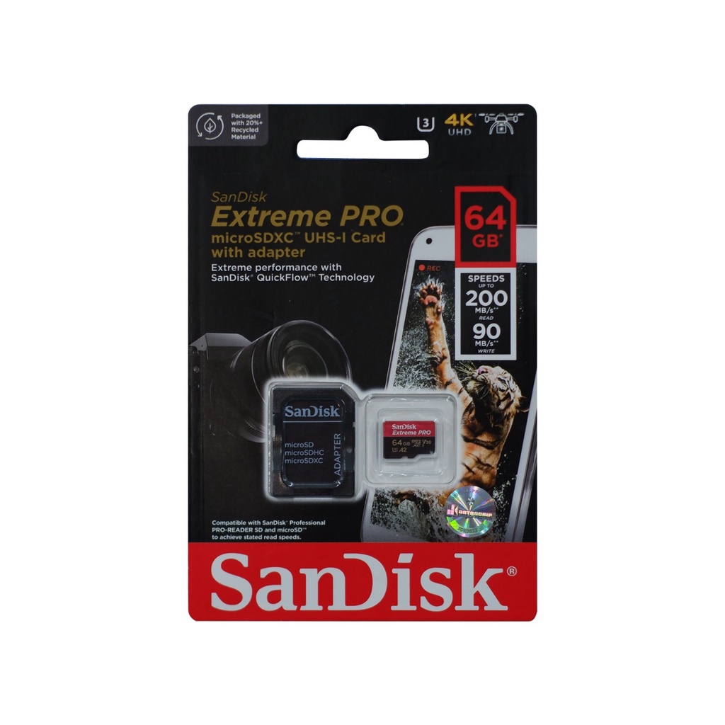 Memory Card | Micro SD 64GB SanDisk Extreme Pro up to 200Mbps U3 A2 V30 - Garansi Resmi Lifetime