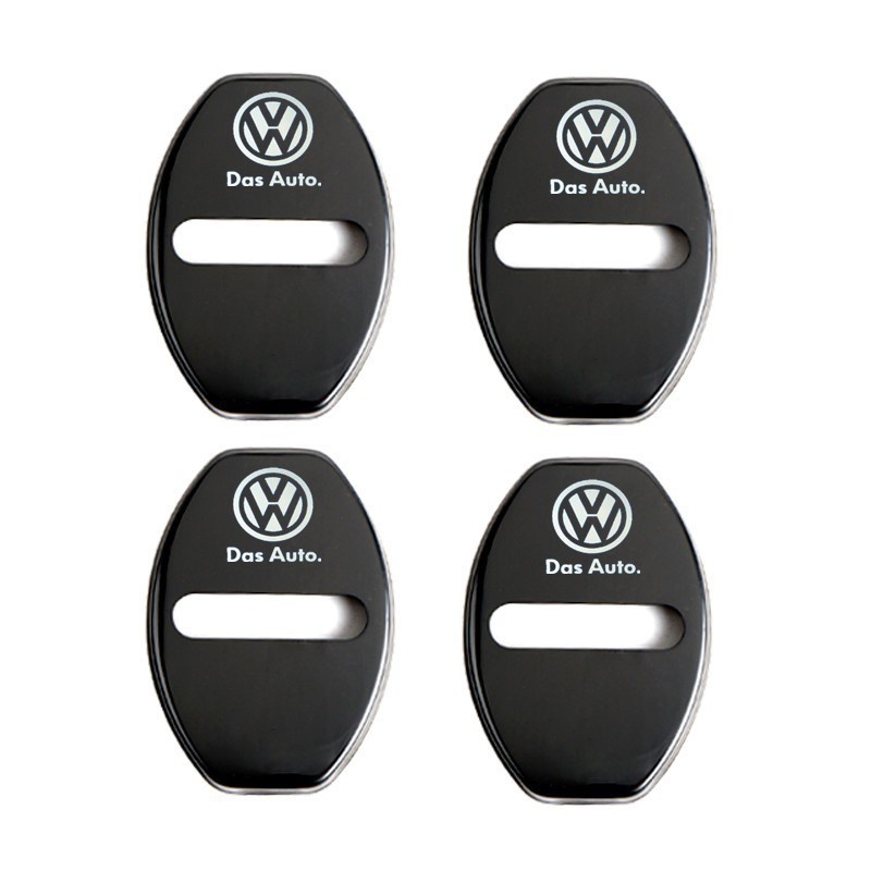 4Pcs cover Pelindung Kunci Pintu Mobil Logo Volkswagen Bahan Stainless Steel