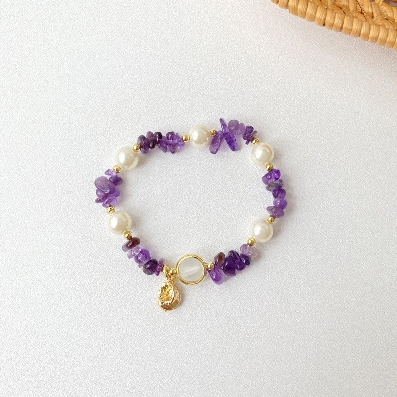 Aura Bracelet Gemstone Bracelet Gelang Wanita Batu Alam-Purple