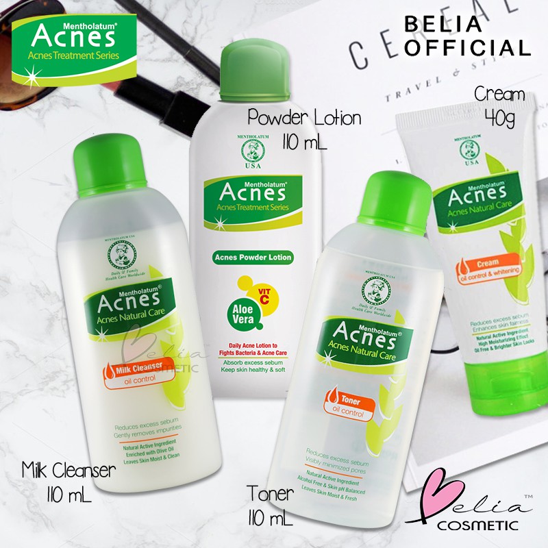 ❤ BELIA ❤ ACNES Natural Care Oil Control Series Milk Cleanser/ Toner / Powder Lotion / Cream jerawat